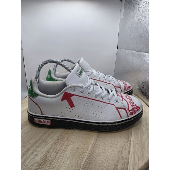 adidas Men's Advantage Sneaker Shoes White/Red/Green SIZE 8 US Customized - Picture 3 of 9